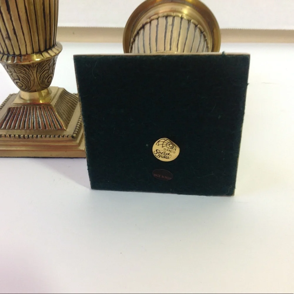 Vintage Brass Candle Holders Gatco Square Round